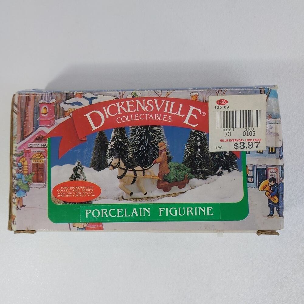 Vintage Dickensville Collectables Horse & Sleigh Figure Porcelain Ornament